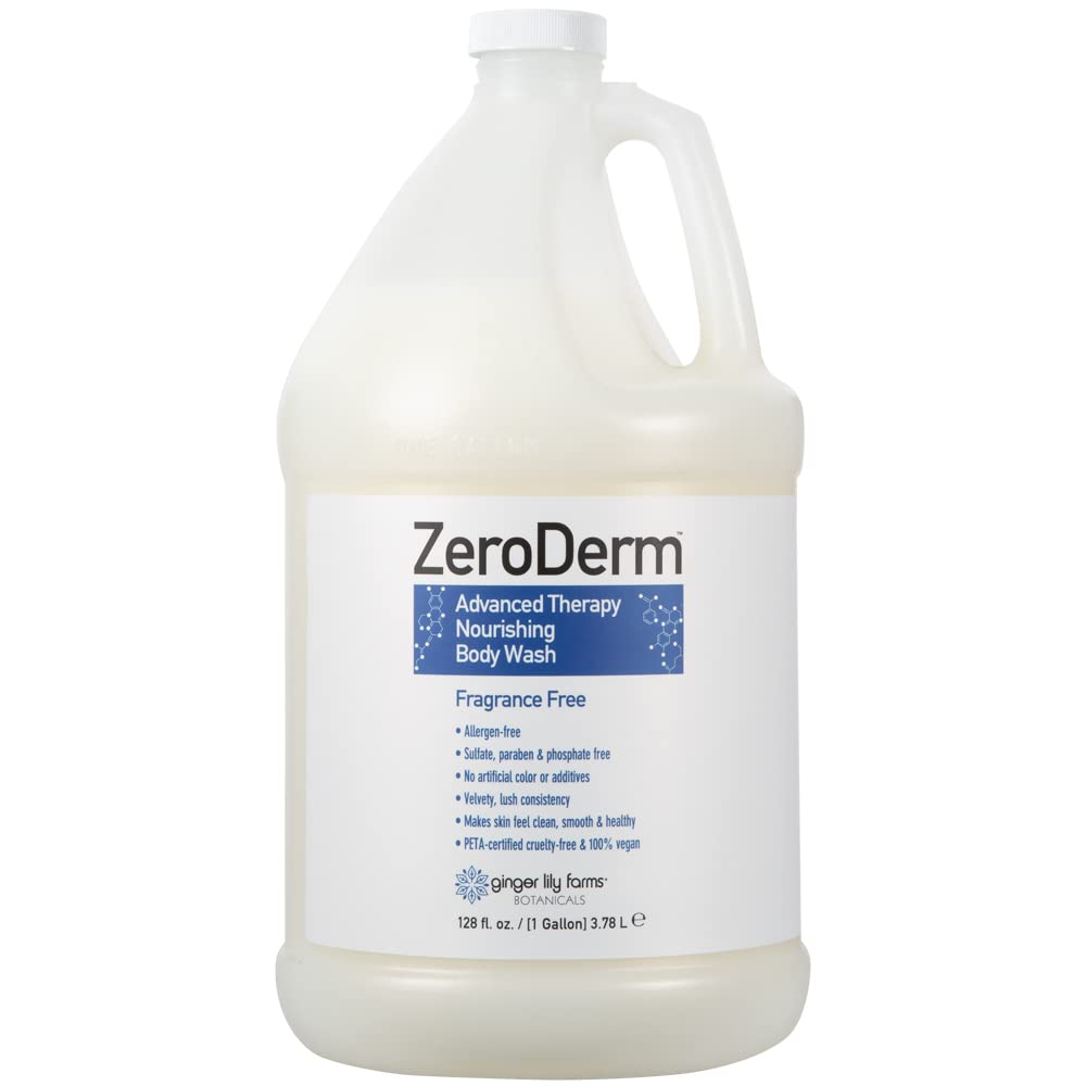 Ginger Lily Farms Botanicals ZeroDerm Advanced Therapy Nourishing Body Wash – Fragrance-Free, Vegan & Cruelty-Free, 1 Gallon Refill