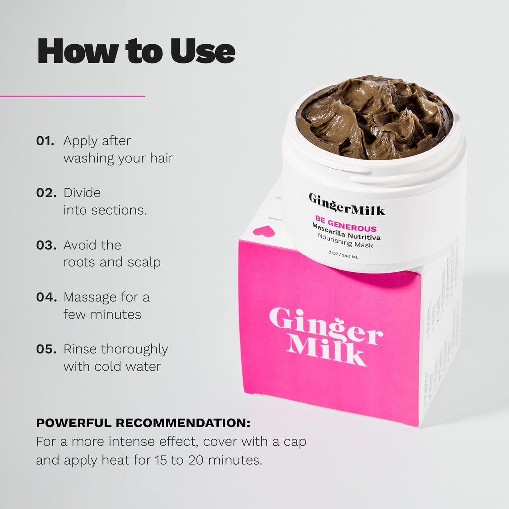 Deep Repair Hair Mask for Dry & Curly Hair – Castor Oil, Biotin, Ginger | Sulfate-Free | Be Generous by Ginger Milk – 8 oz