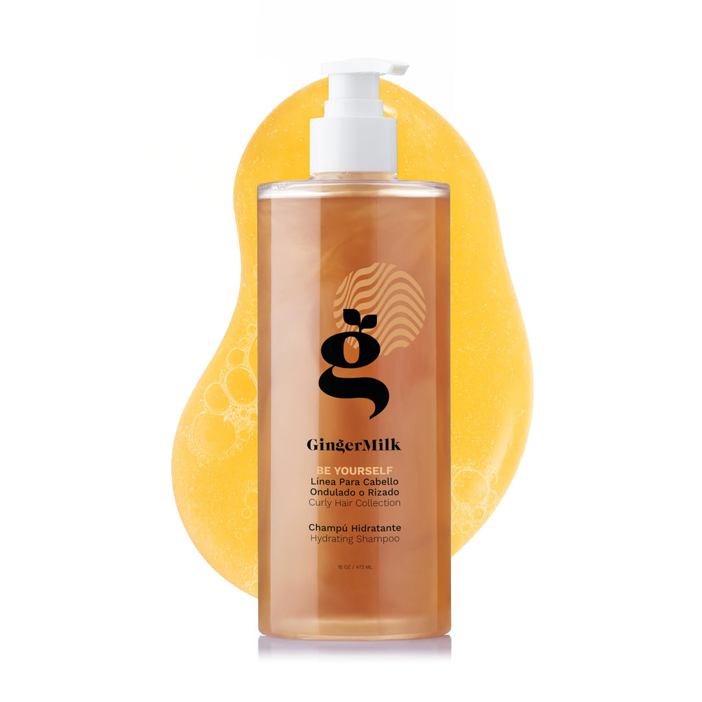 Ginger Milk Hydrating Shampoo for Curly, Wavy & Coily Hair | Defined Curls, Frizz Control, Shine - Sulfate-Free 16 oz