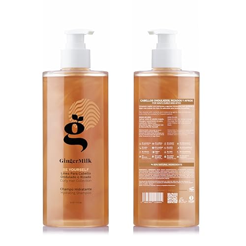 Ginger Milk Hydrating Shampoo for Curly, Wavy & Coily Hair | Defined Curls, Frizz Control, Shine - Sulfate-Free 16 oz