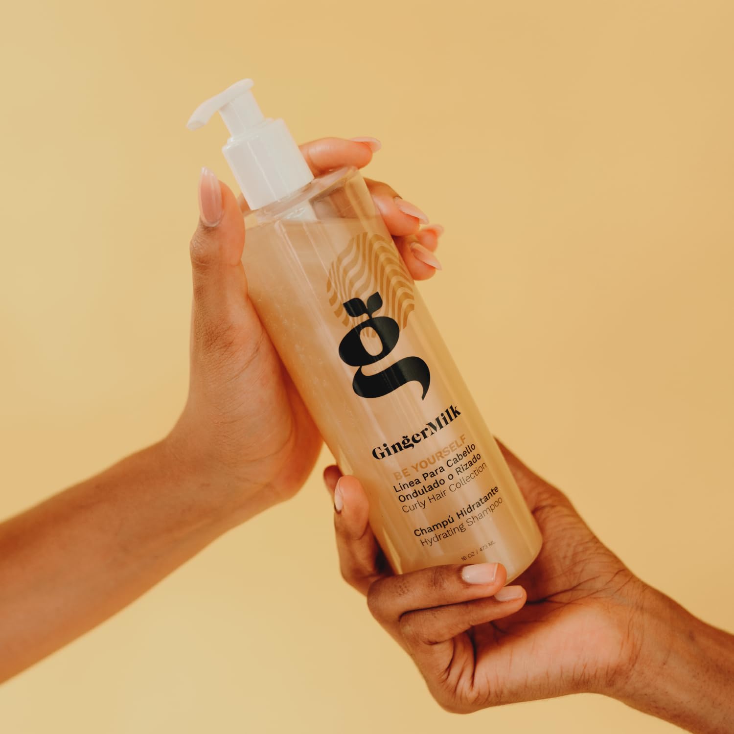 Ginger Milk Hydrating Shampoo for Curly, Wavy & Coily Hair | Defined Curls, Frizz Control, Shine - Sulfate-Free 16 oz