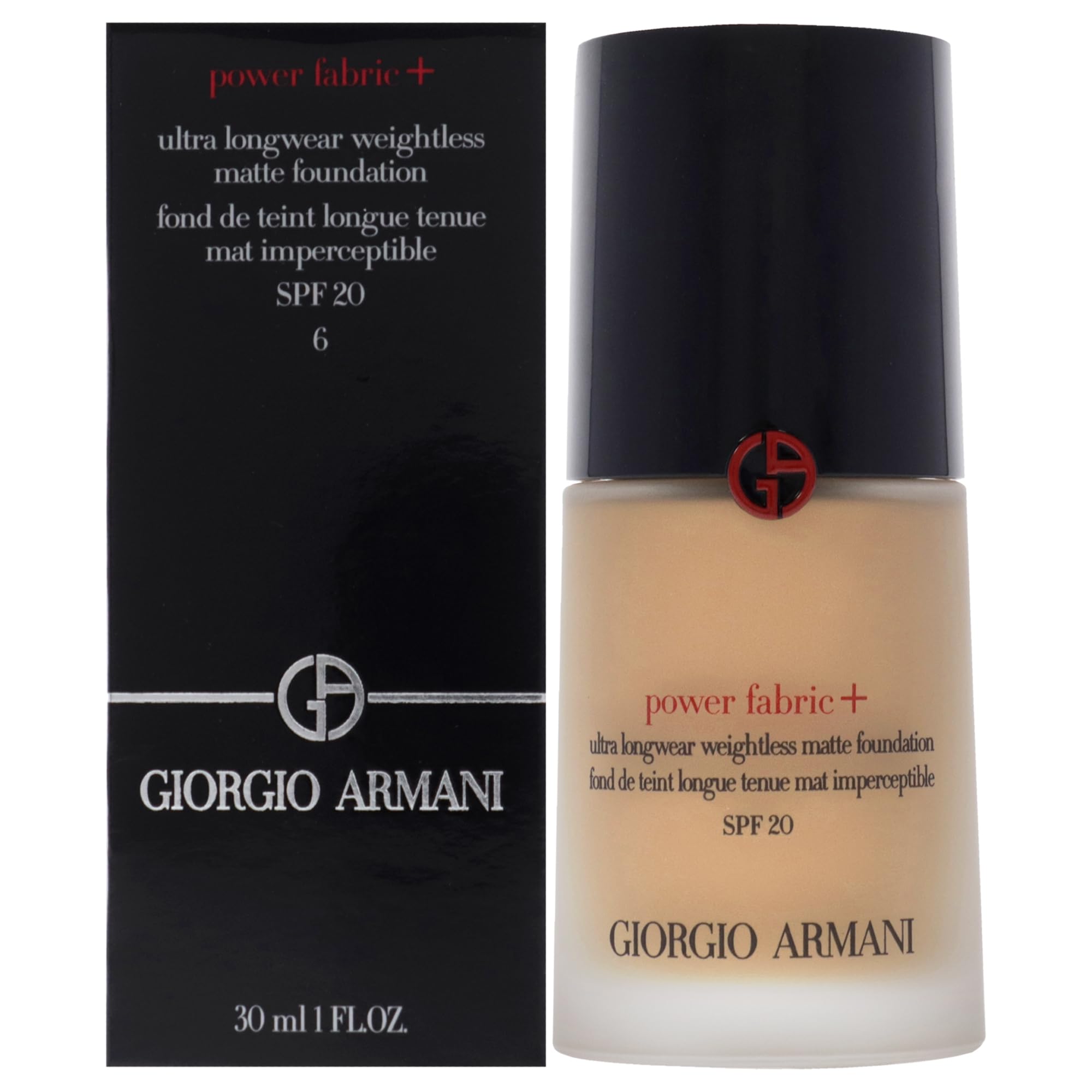 Power Fabric Plus Longwear Weightless Matte Foundation SPF 25 by Giorgio Armani for Women – 1 oz