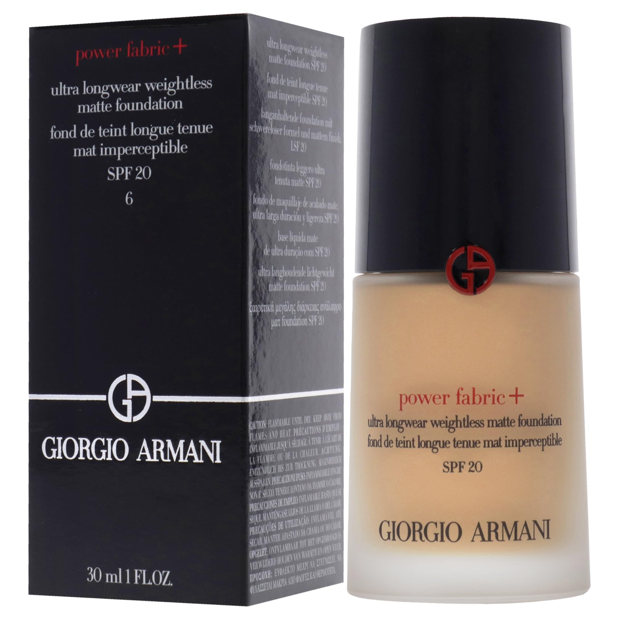 Power Fabric Plus Longwear Weightless Matte Foundation SPF 25 by Giorgio Armani for Women – 1 oz