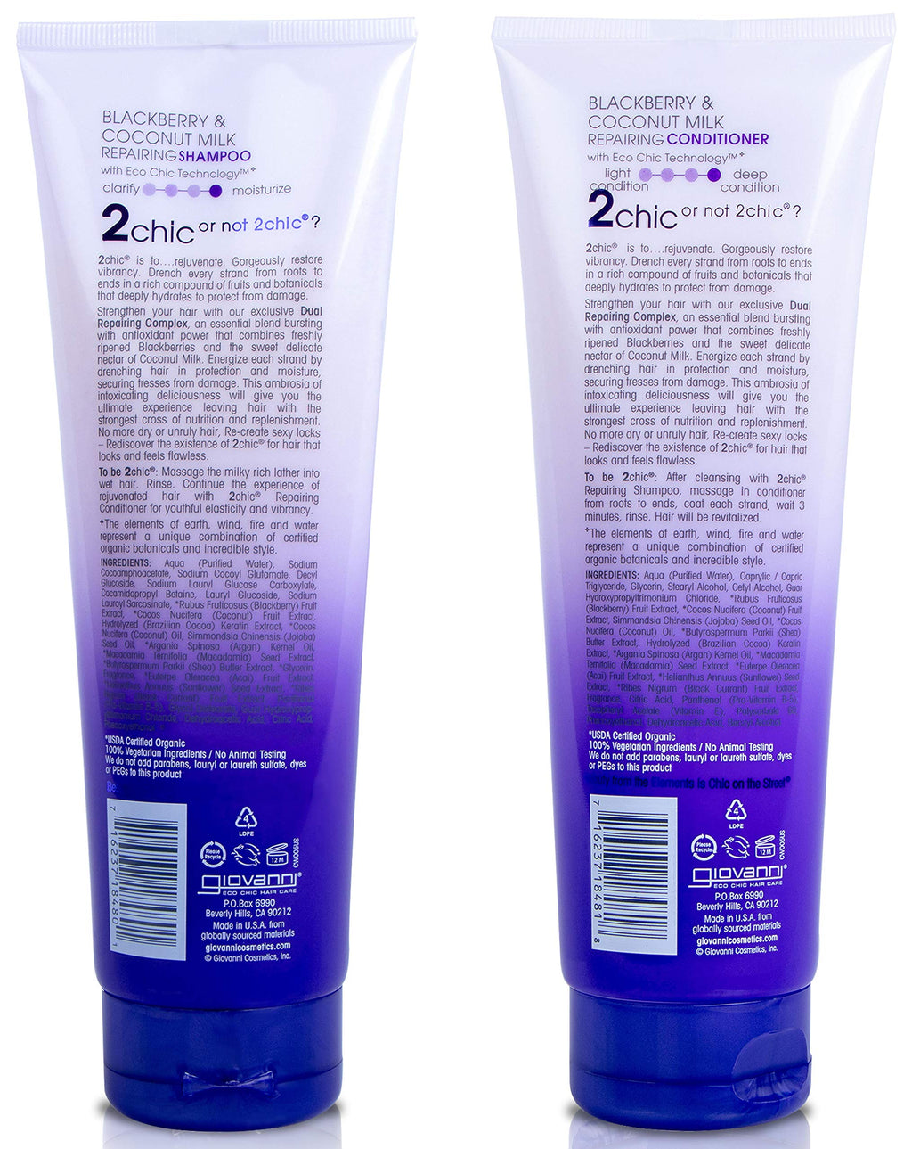GIOVANNI 2Chic Repairing Shampoo & Conditioner – Dual Repairing Complex for Damaged Hair