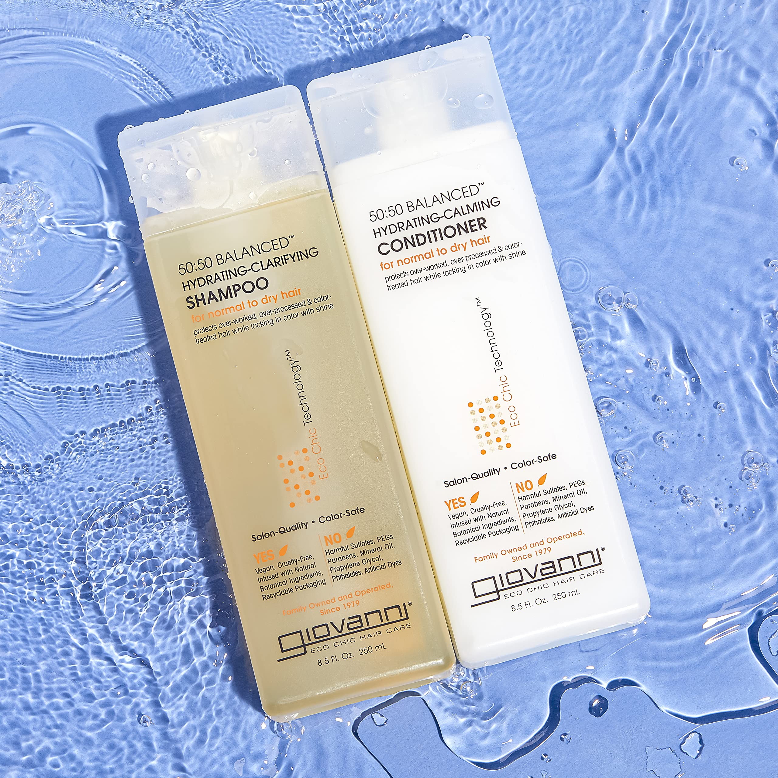 GIOVANNI Eco Chic 50:50 Balanced Hydrating-Calming Conditioner | pH Balanced, Color Safe, Sulfate Free, 128 oz