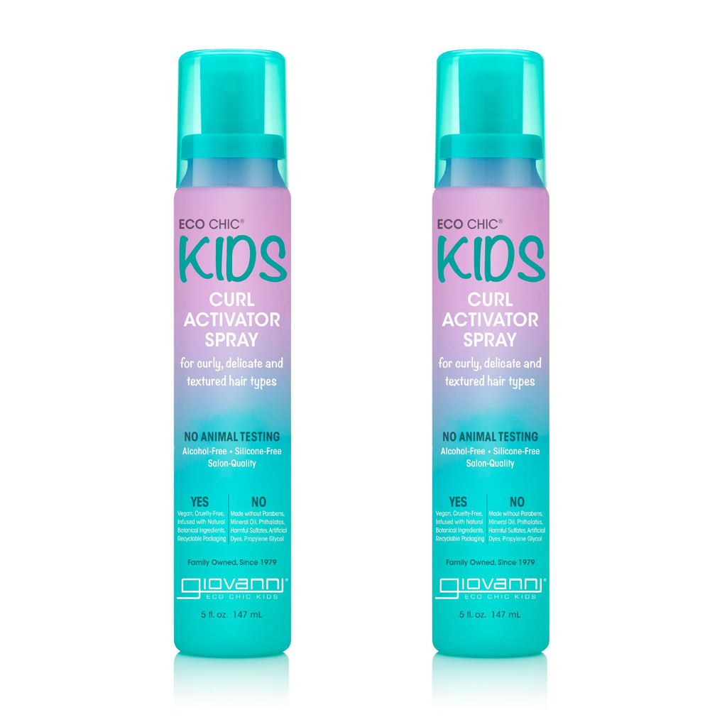 GIOVANNI Eco Chic Kids Curl Activator Spray - Curl Refresher for Kids, 5 Fl Oz (Pack of 2)