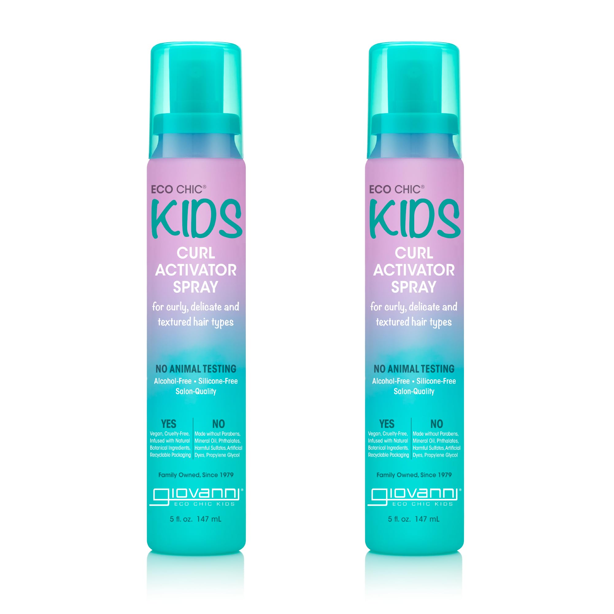 GIOVANNI Eco Chic Kids Curl Activator Spray - Curl Refresher for Kids, 5 Fl Oz (Pack of 2)
