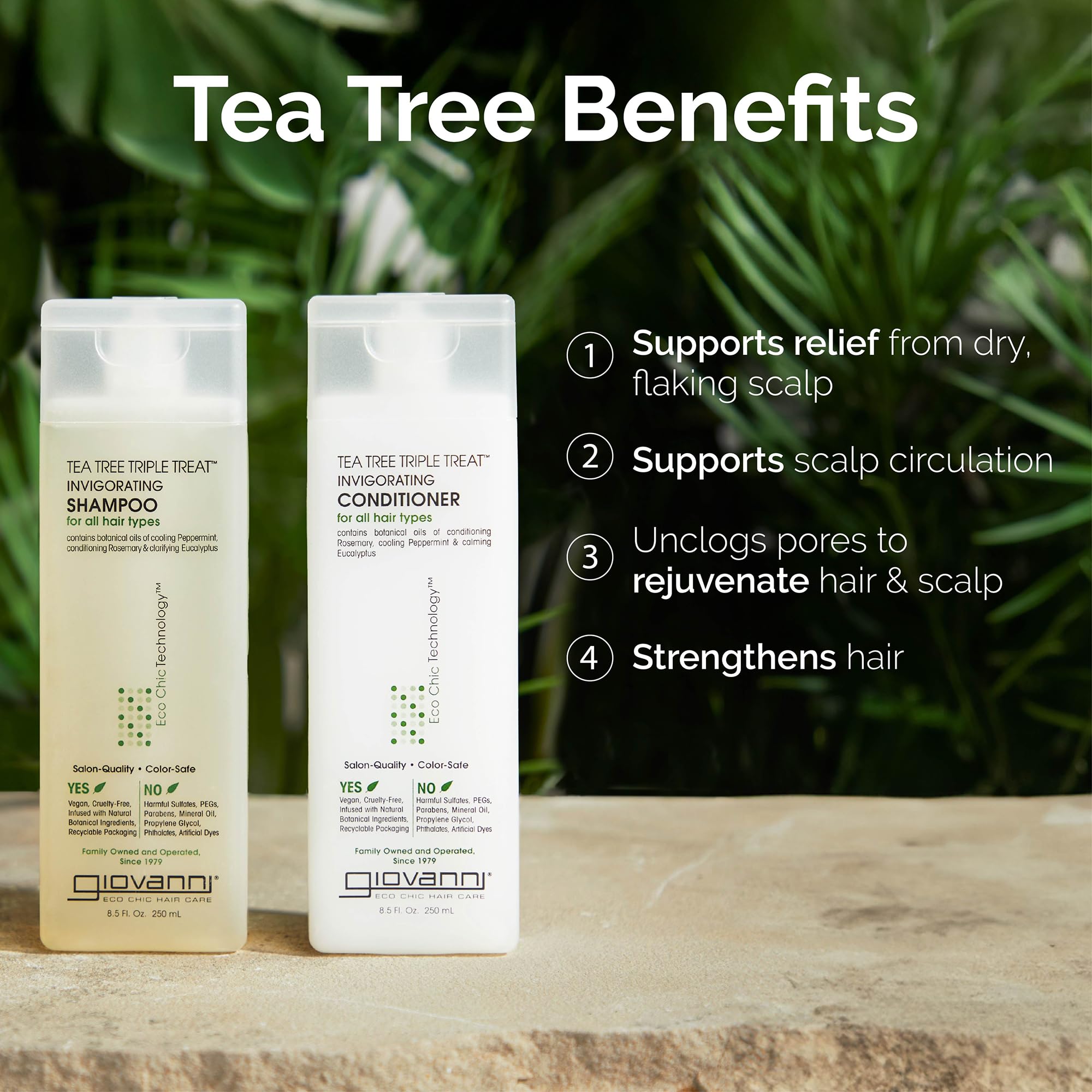 GIOVANNI Tea Tree Triple Threat Shampoo & Conditioner Set – Peppermint & Eucalyptus, 1 gal (2 Pack)