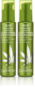 GIOVANNI Hemp Hydrating Leave-In Elixir – Detangle & Color Safe, 2-Pack (4 oz Each)