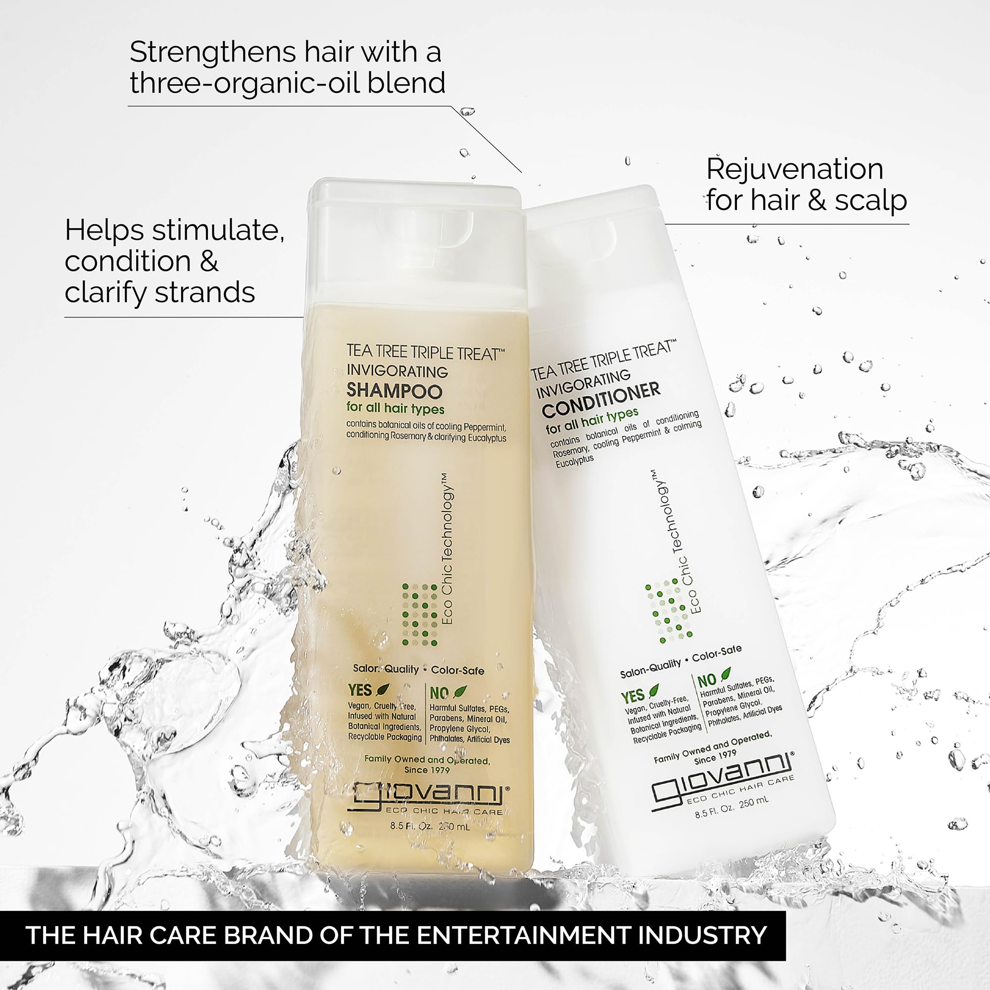 GIOVANNI Tea Tree Triple Threat Shampoo & Conditioner Set – Peppermint & Eucalyptus, 1 gal (2 Pack)