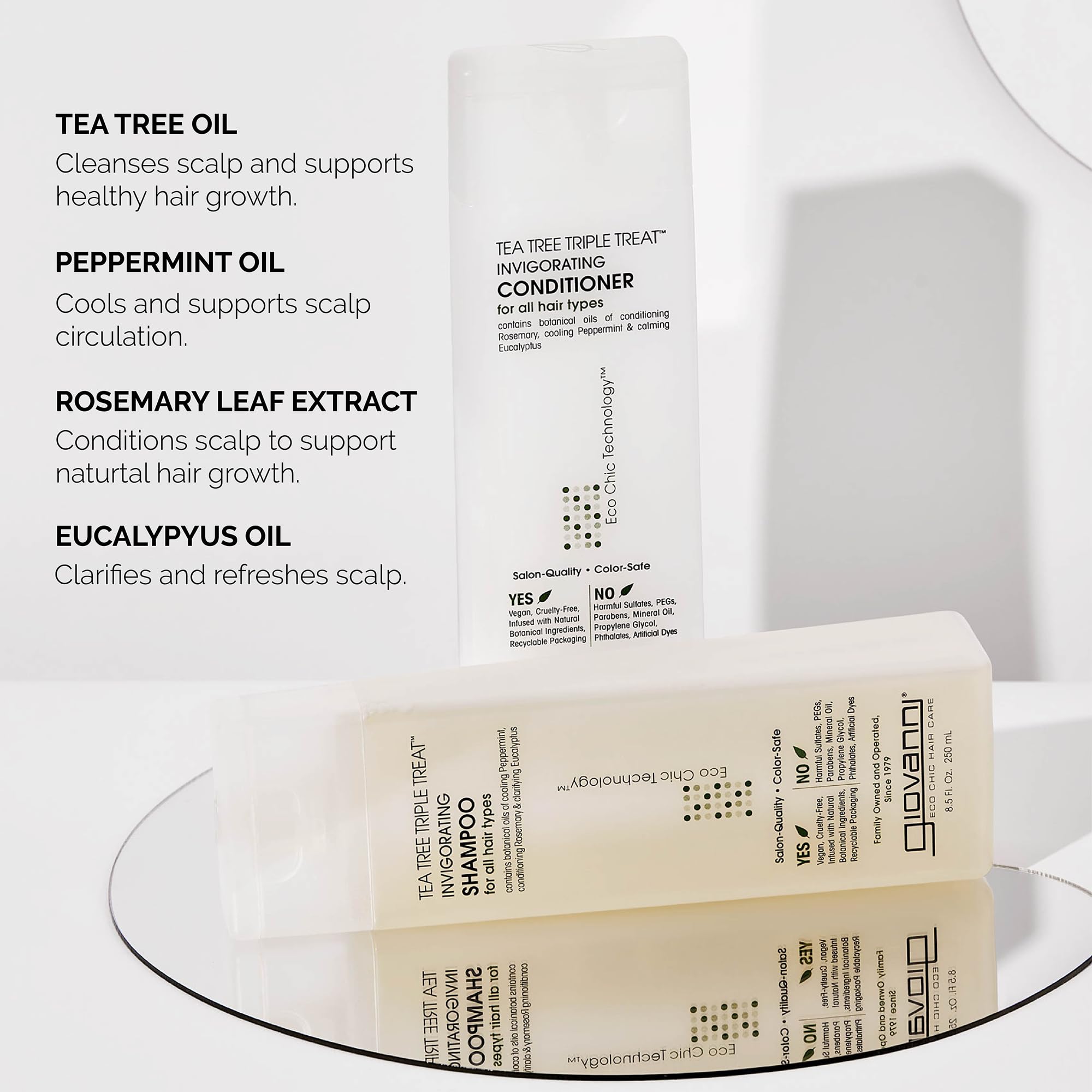 GIOVANNI Tea Tree Triple Threat Shampoo & Conditioner Set – Peppermint & Eucalyptus, 1 gal (2 Pack)