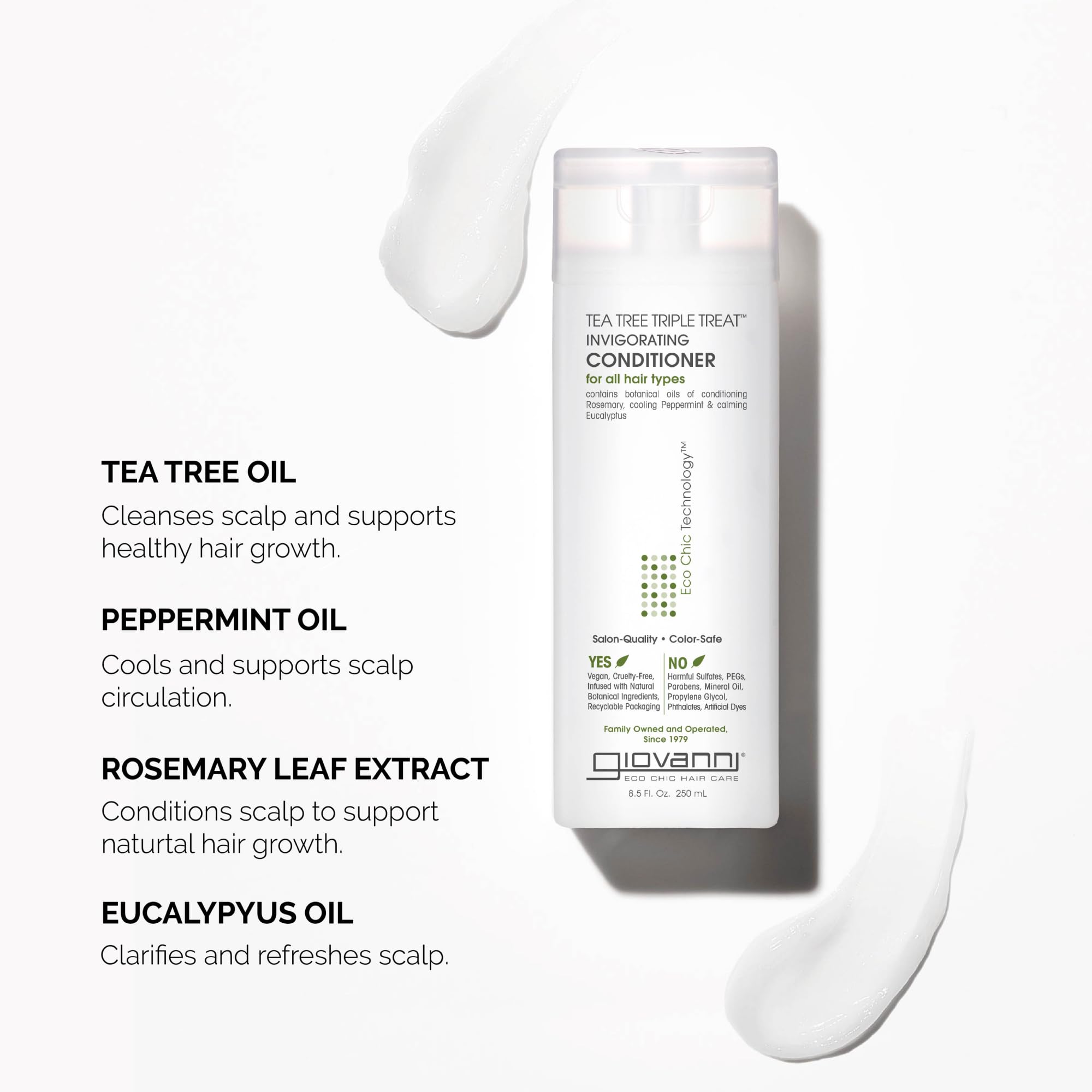 GIOVANNI Tea Tree Triple Treat Invigorating Conditioner - Peppermint, Eucalyptus, Rosemary | 128 oz
