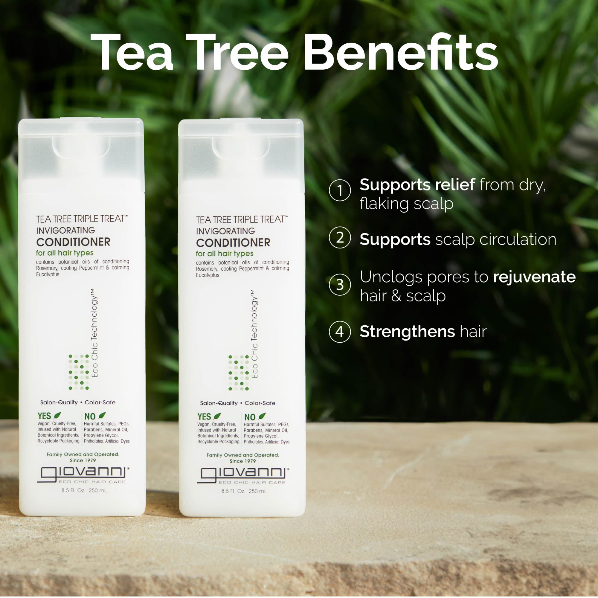 GIOVANNI Tea Tree Triple Treat Invigorating Conditioner - Peppermint, Eucalyptus, Rosemary | 128 oz