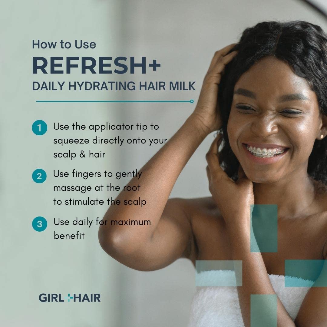 GIRL+HAIR REFRESH+ Daily Hydrating Hair Milk — Aloe Vera, Biotin & Coconut Water | 10.1 Fl Oz