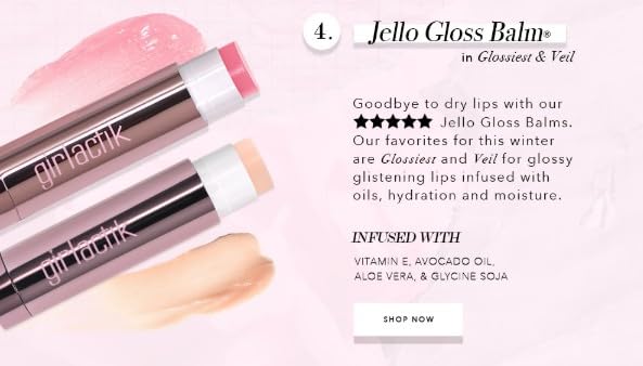Girlactik Jello Gloss Balm – Hydrating Lip Gloss with Pink Lemonade Scent | 0.15 oz Veil