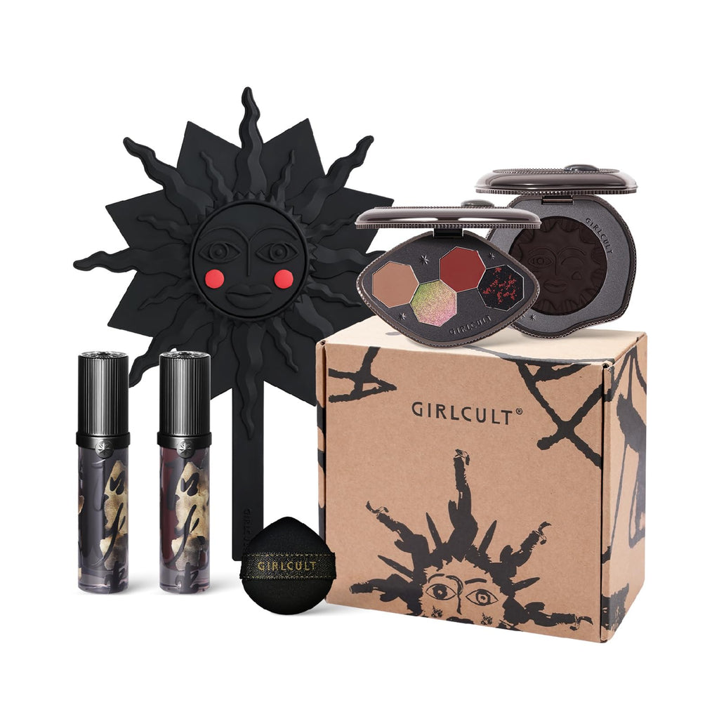 GIRLCULT 5-in-1 Makeup Gift Set – Eyeshadow Quad, Cream Blush, Matte Lip Stains & Hand Mirror