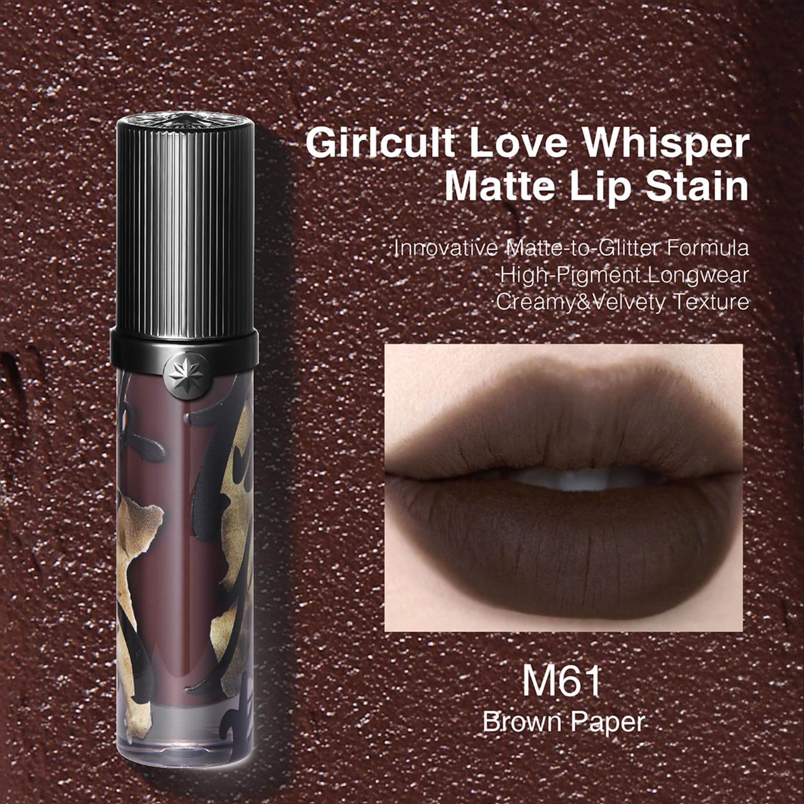 GIRLCULT Matte Lip Stain – Lightweight Velvet Lip Tint, Long Lasting Liquid Lipstick, Transfer Resistant, Non-Drying & Smudge Proof Formula (M61)