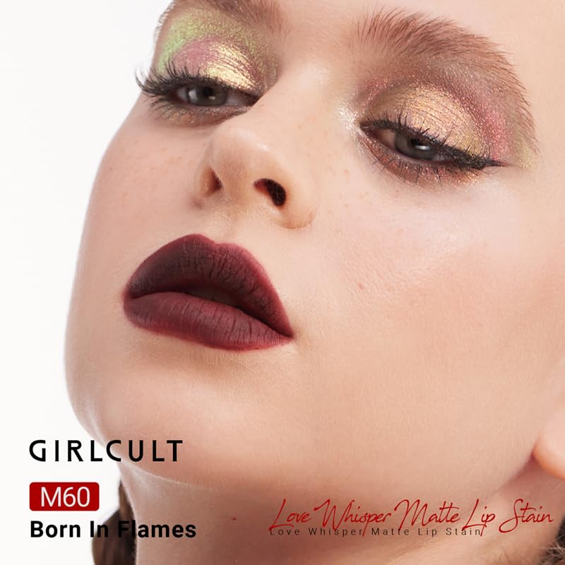 GIRLCULT Matte Lip Stain – Velvet Lip Tint, Long-Lasting, Transfer-Resistant, Non-Drying Formula (M60)