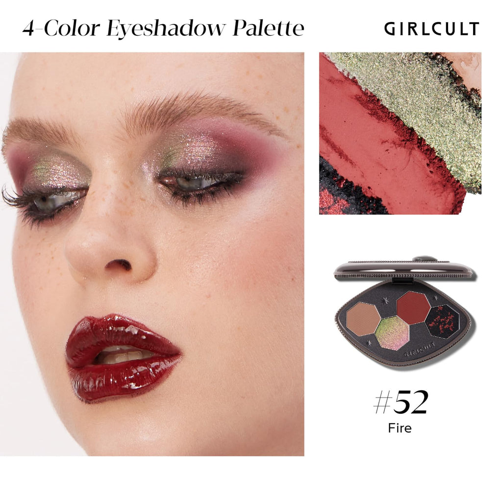 GIRLCULT 5-in-1 Makeup Gift Set – Eyeshadow Quad, Cream Blush, Matte Lip Stains & Hand Mirror