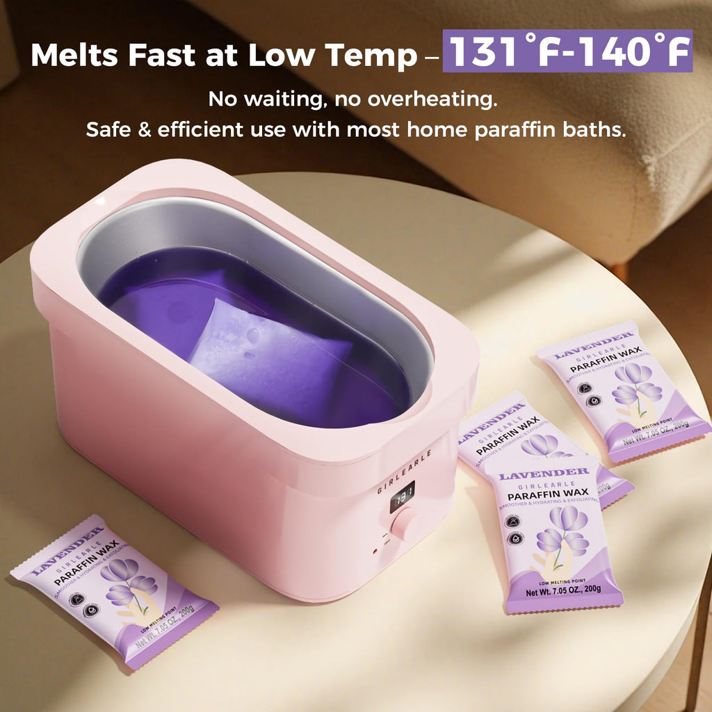 GIRLEARLE Paraffin Wax Refills – 10 Packs for Paraffin Bath Machines (Hands, Feet & Elbows) Lavender