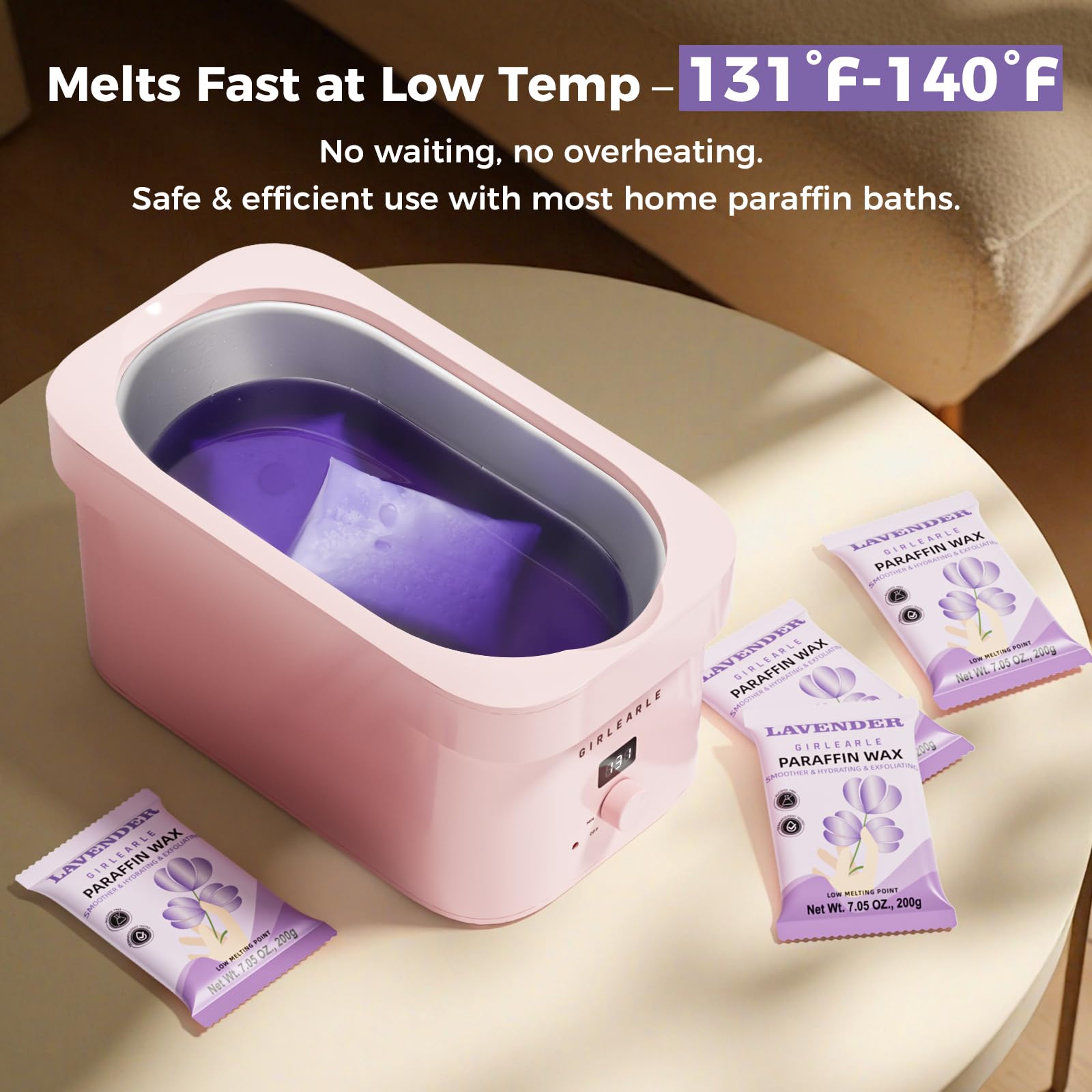 GIRLEARLE Paraffin Wax Refills – 10 Packs for Paraffin Bath Machines (Hands, Feet & Elbows) Lavender