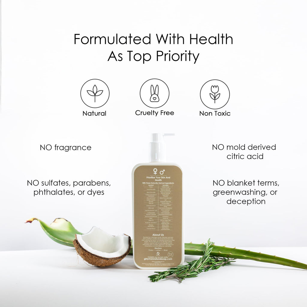 GirlyMan Natural Non-Toxic Shampoo – Olive Oil, Argan Oil & Biotin | Unscented