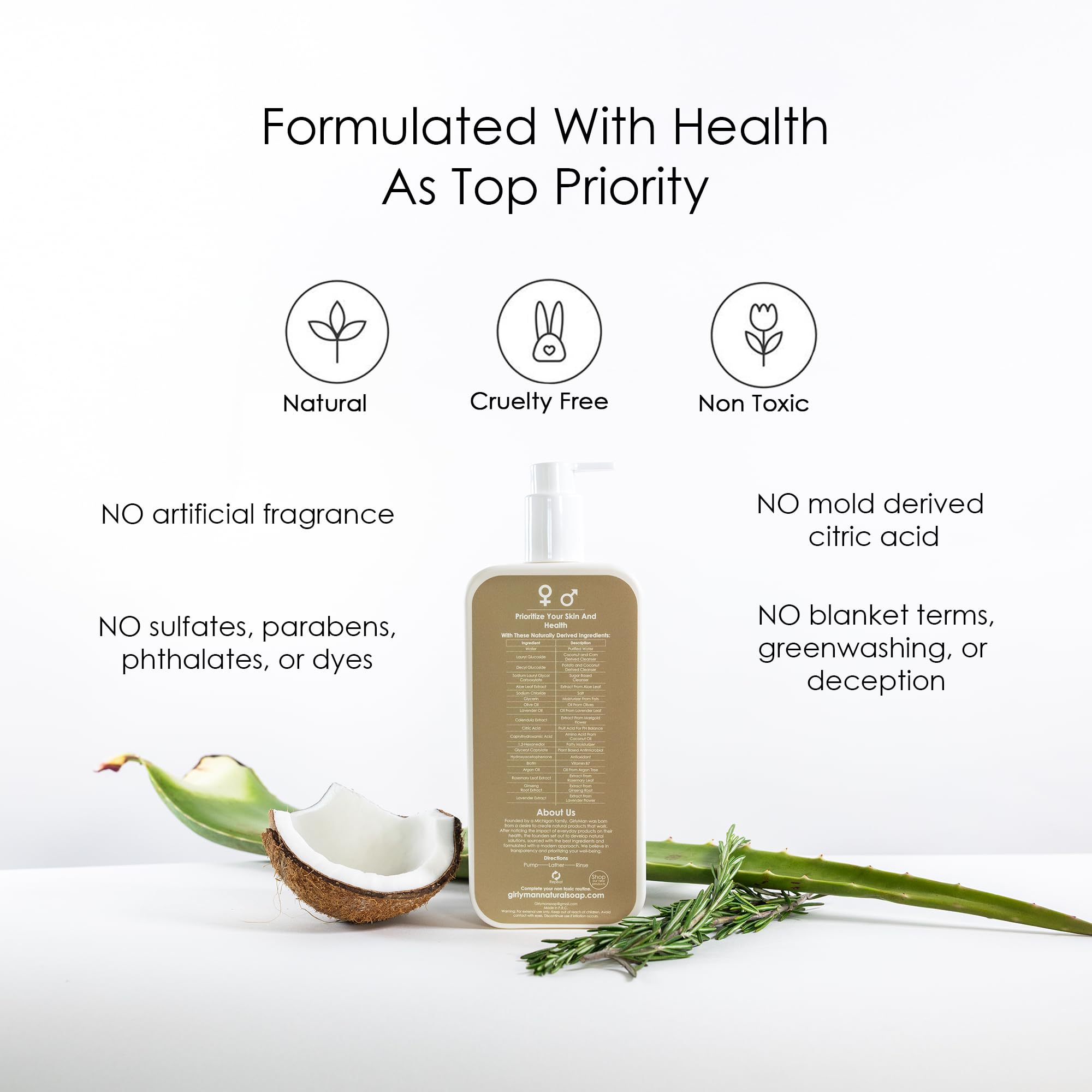 GirlyMan Lavender Natural Non-Toxic Shampoo – Olive Oil, Argan Oil & Biotin