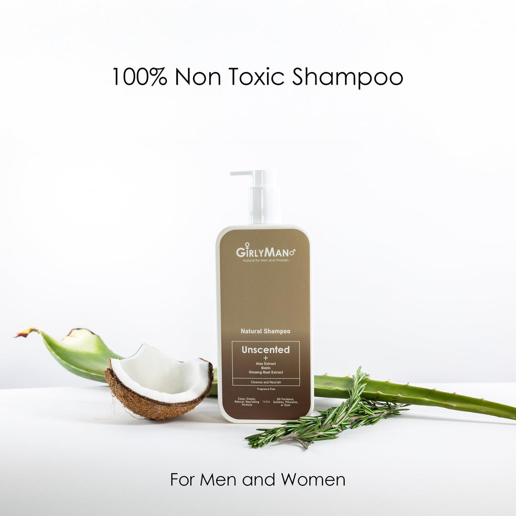 GirlyMan Natural Non-Toxic Shampoo – Olive Oil, Argan Oil & Biotin | Unscented