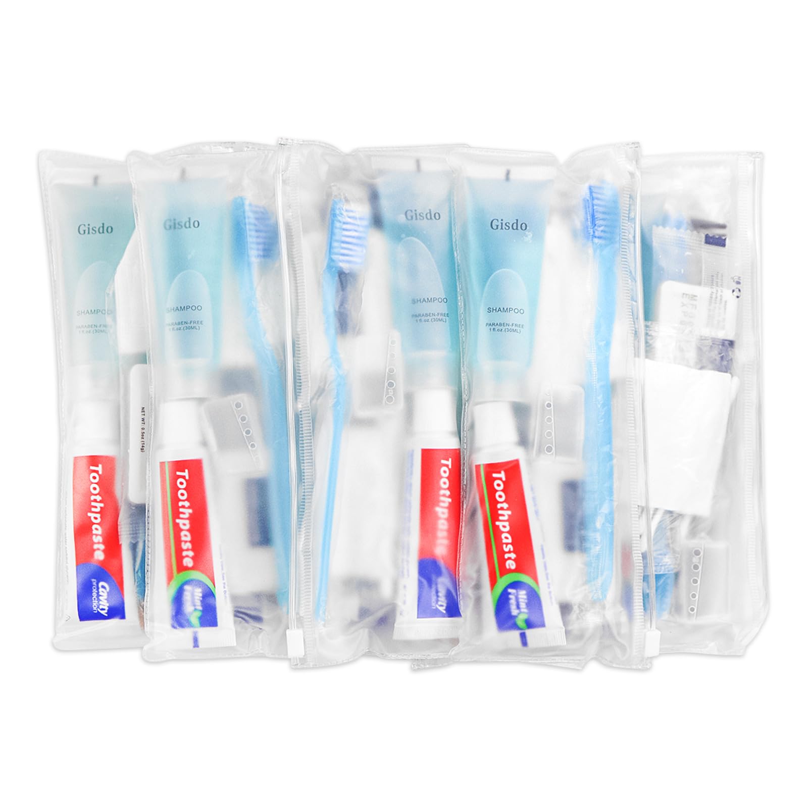 Gisdo 50-Pack Basic Toiletry Kits | 10-in-1 Travel Hygiene for Men & Women