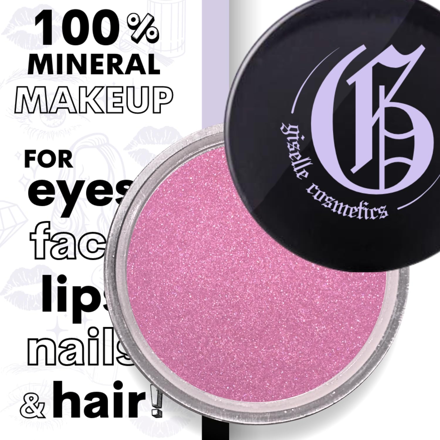Giselle Cosmetics Bubble Gum Mineral Loose Eye Shadow – Organic Shimmer & Glitter