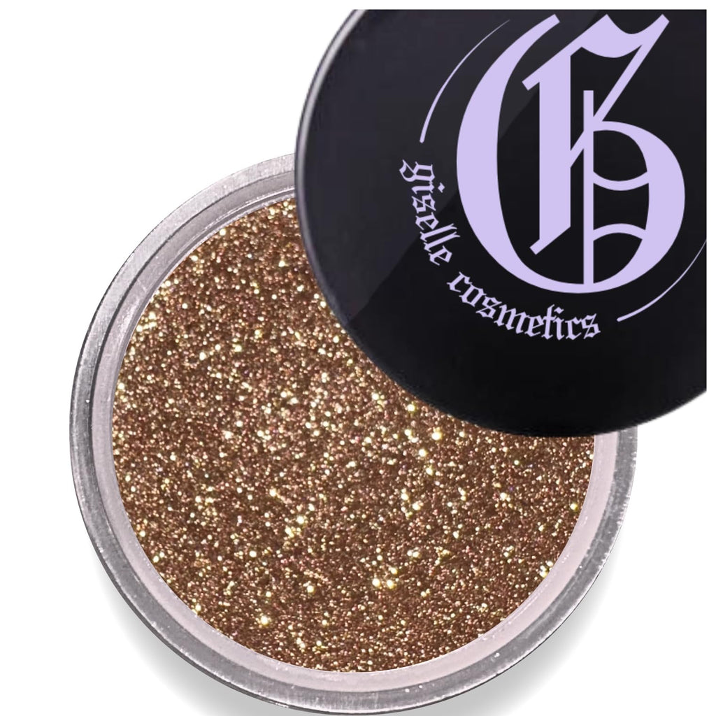 Giselle Cosmetics Chocolate Gold Mineral Loose Eyeshadow — Organic, Talc-Free Glitter & Shimmer (Single & Palette)