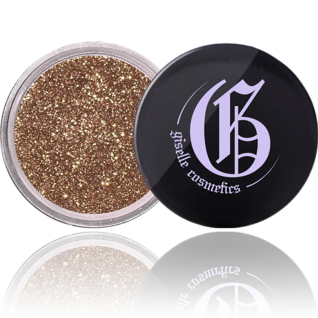 Giselle Cosmetics Chocolate Gold Mineral Loose Eyeshadow — Organic, Talc-Free Glitter & Shimmer (Single & Palette)
