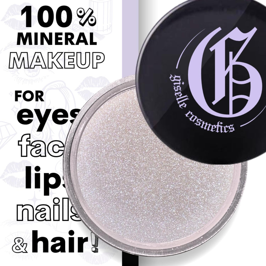 Giselle Cosmetics White Sapphire Loose Mineral Eyeshadow – Organic, Talc-Free Pink Iridescent Shimmer