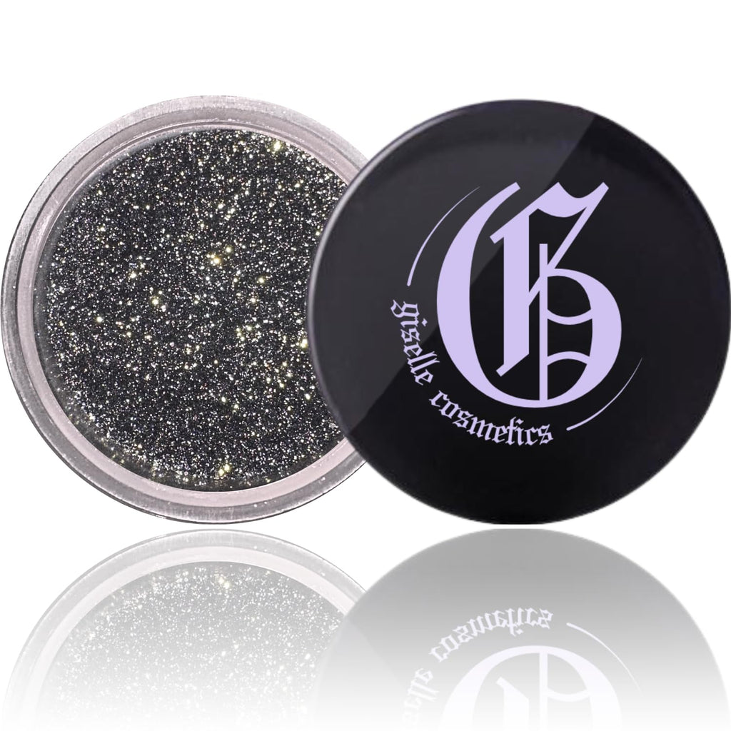 Giselle Cosmetics Diamond Coal Eye Shadow – Organic Mineral Glitter, Talc-Free Black & Silver Duochrome