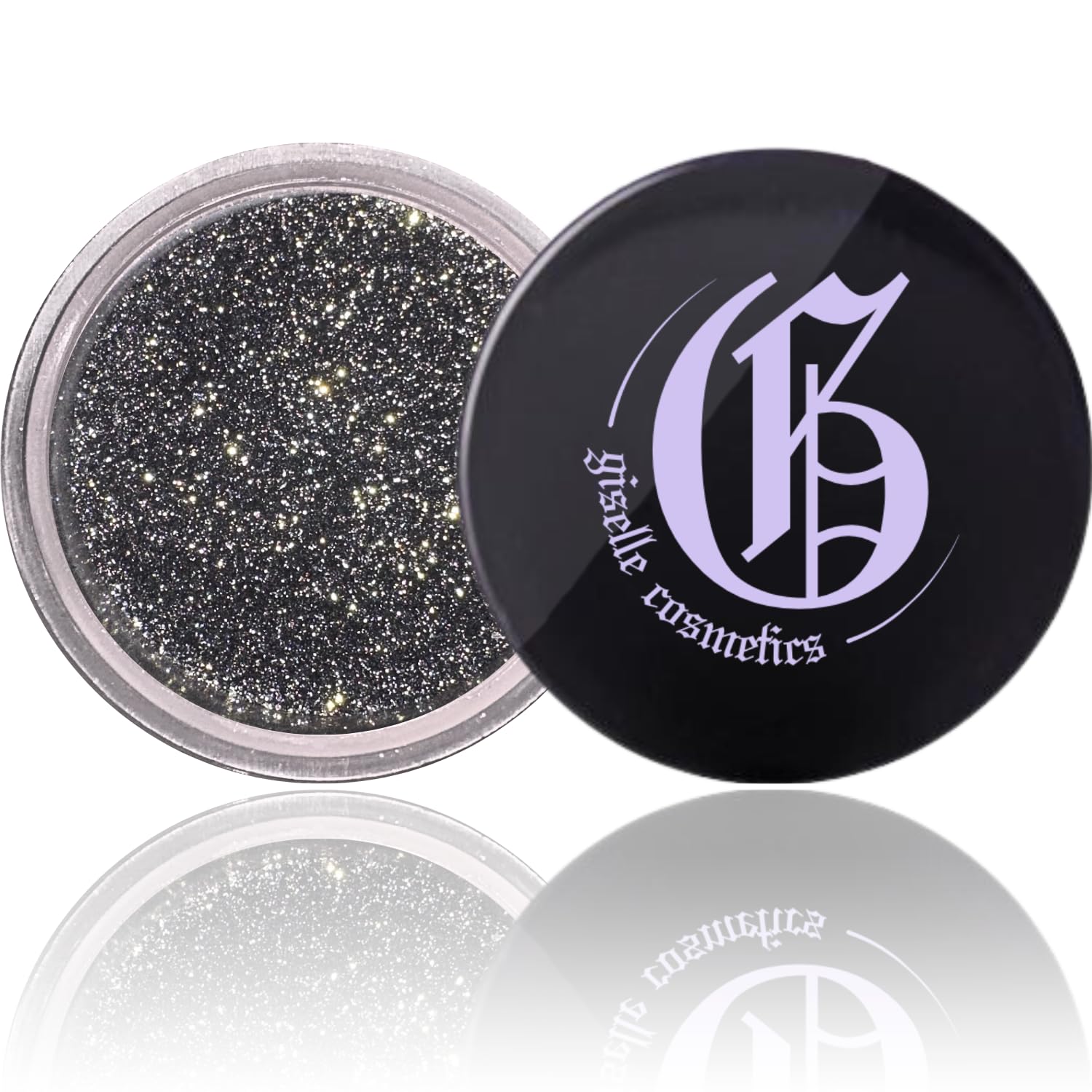 Giselle Cosmetics Diamond Coal Eye Shadow – Organic Mineral Glitter, Talc-Free Black & Silver Duochrome