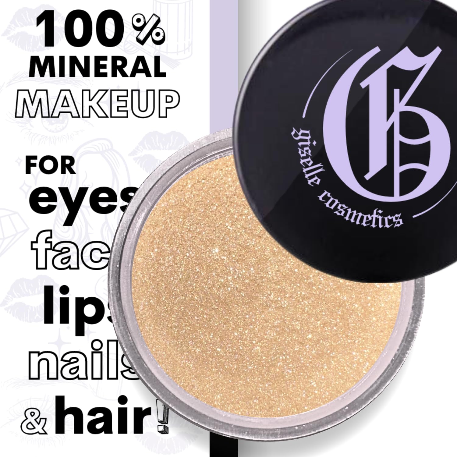 Giselle Cosmetics Vanilla Mineral Loose Eye Shadow – Organic, Holographic, Matte & Glitter Finish