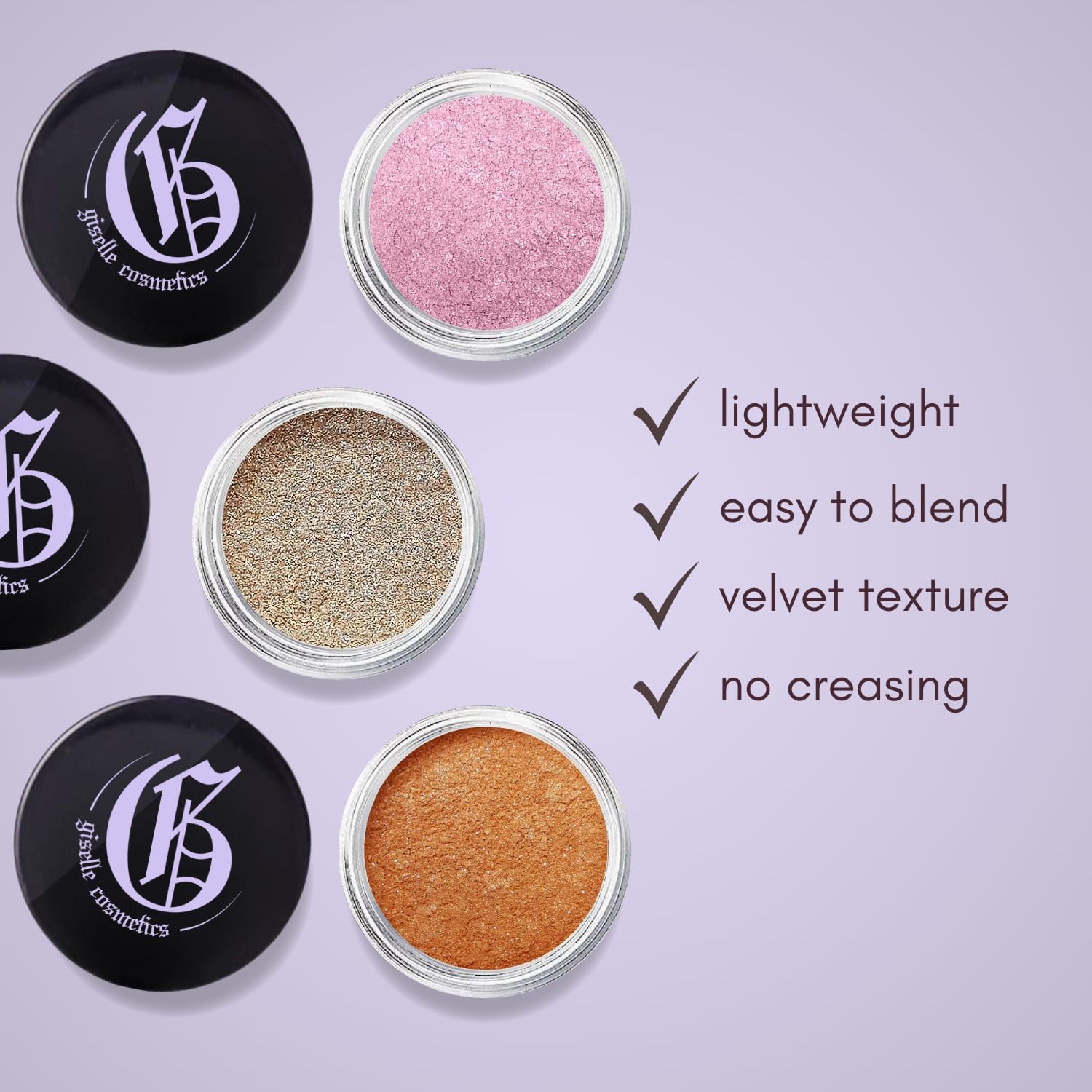 Giselle Cosmetics Silver Pink Mineral Loose Eyeshadow – Organic Sparkle & Shimmer Palette