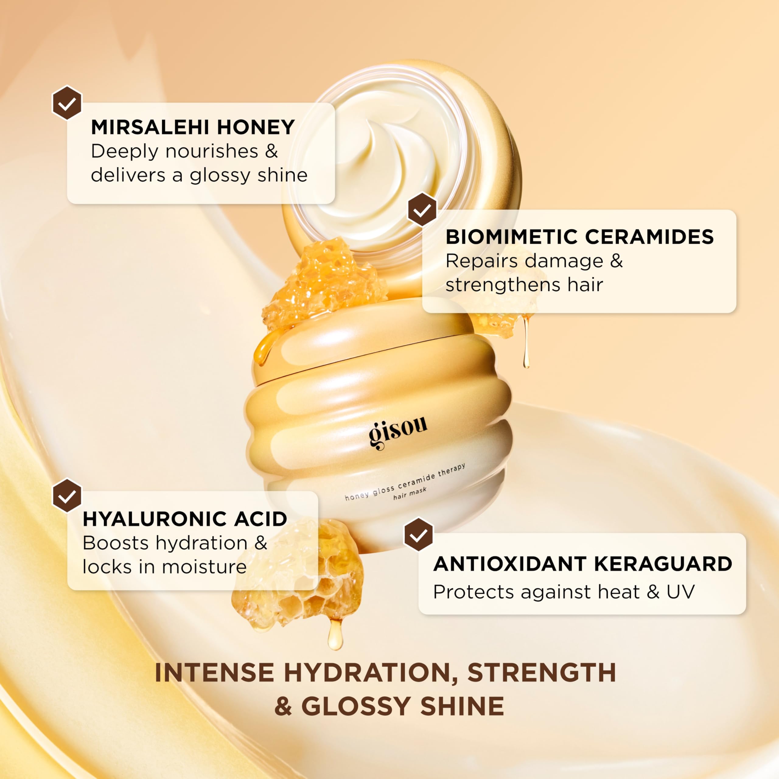 Gisou Honey Gloss Ceramide Therapy Hair Mask Mini – Deep Hydration, Repair & Shine (2.5 fl oz)