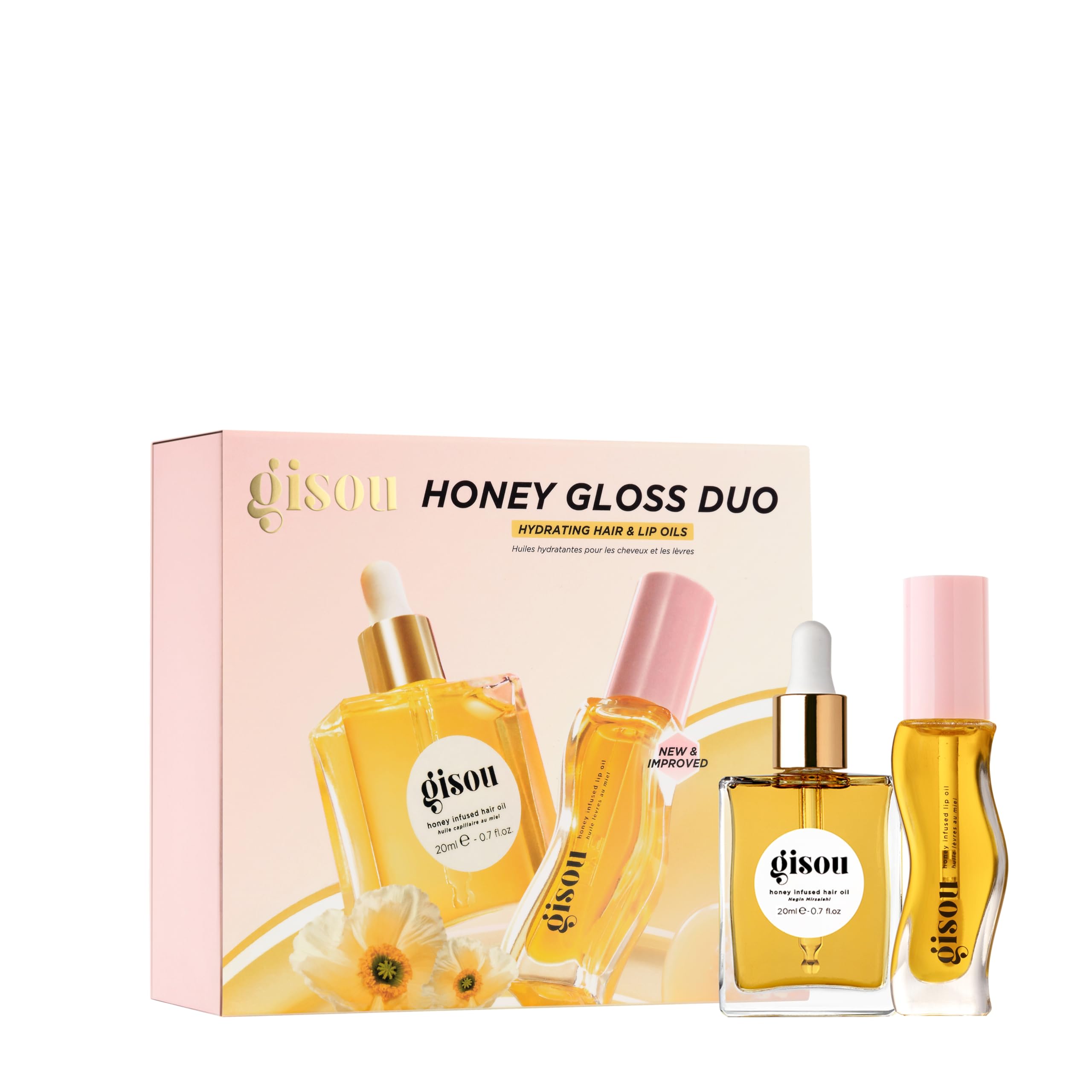 Gisou Honey Gloss Duo Travel Set: Mini Lip Oil & Hair Oil