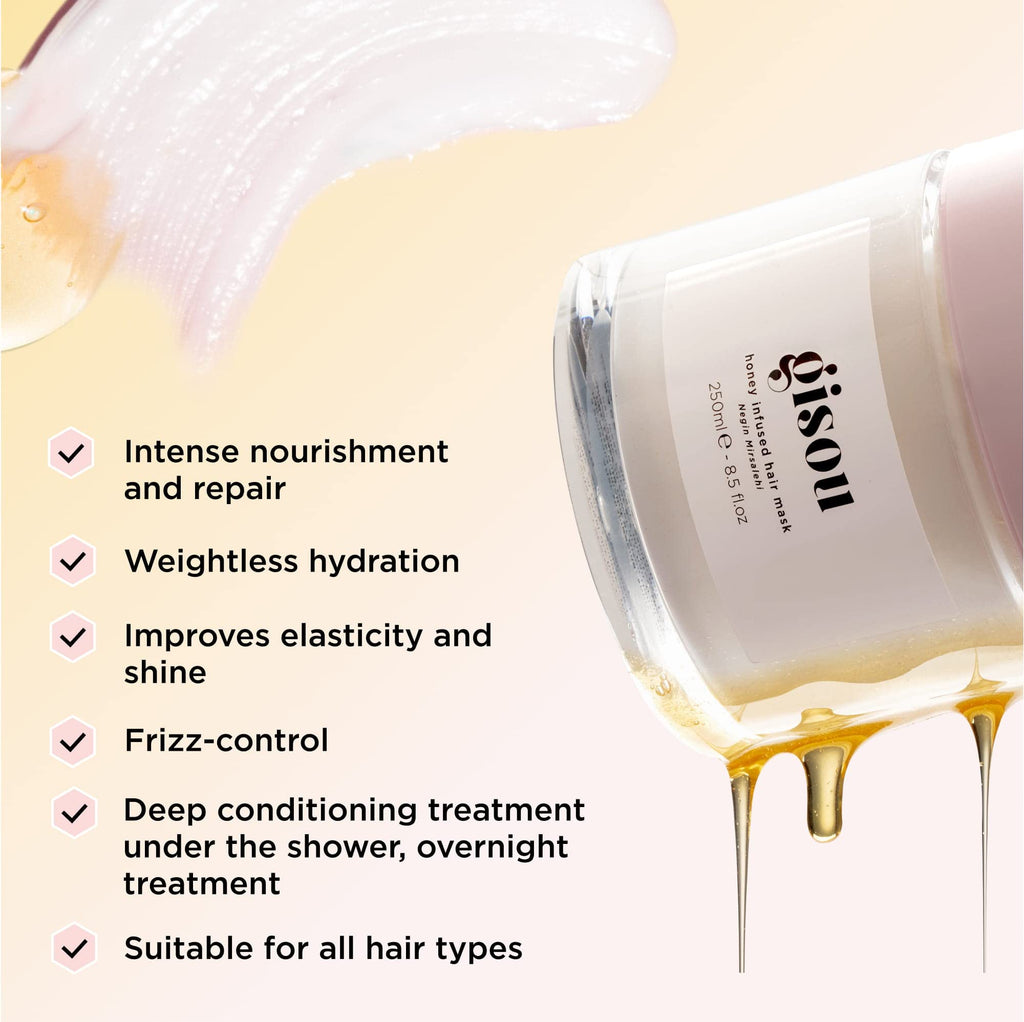 Gisou Honey Infused Hair Mask Travel Size — Hydration, Repair & Shine (2.5 fl oz)
