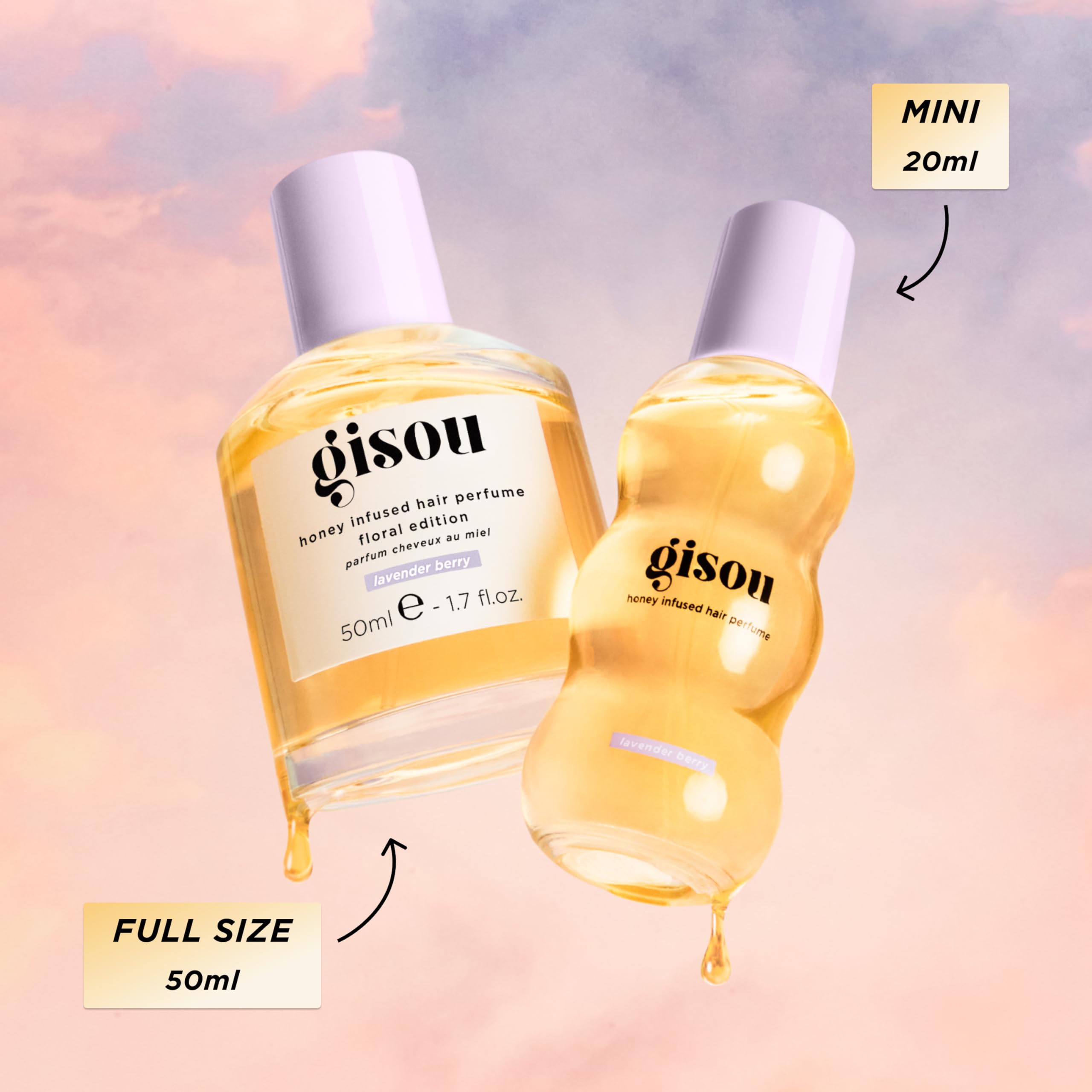 Gisou Honey Infused Hair Perfume Mini – Lavender Berry Scent with Mirsalehi Honey & Argan Oil, 0.5 fl oz