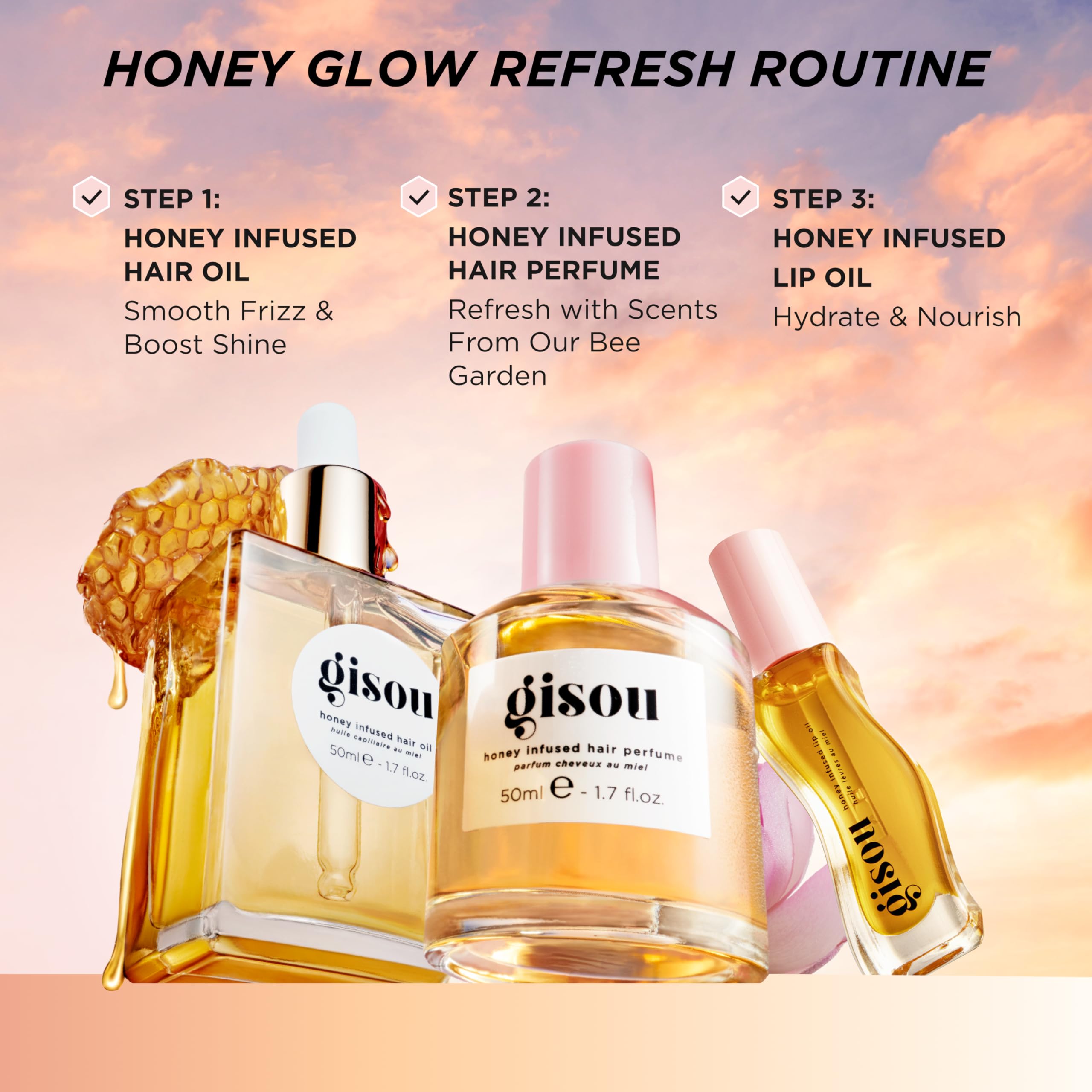 Gisou Honey Infused Hydrating Lip Oil – Fresh Honey | Nourishing Lip Moisturizer