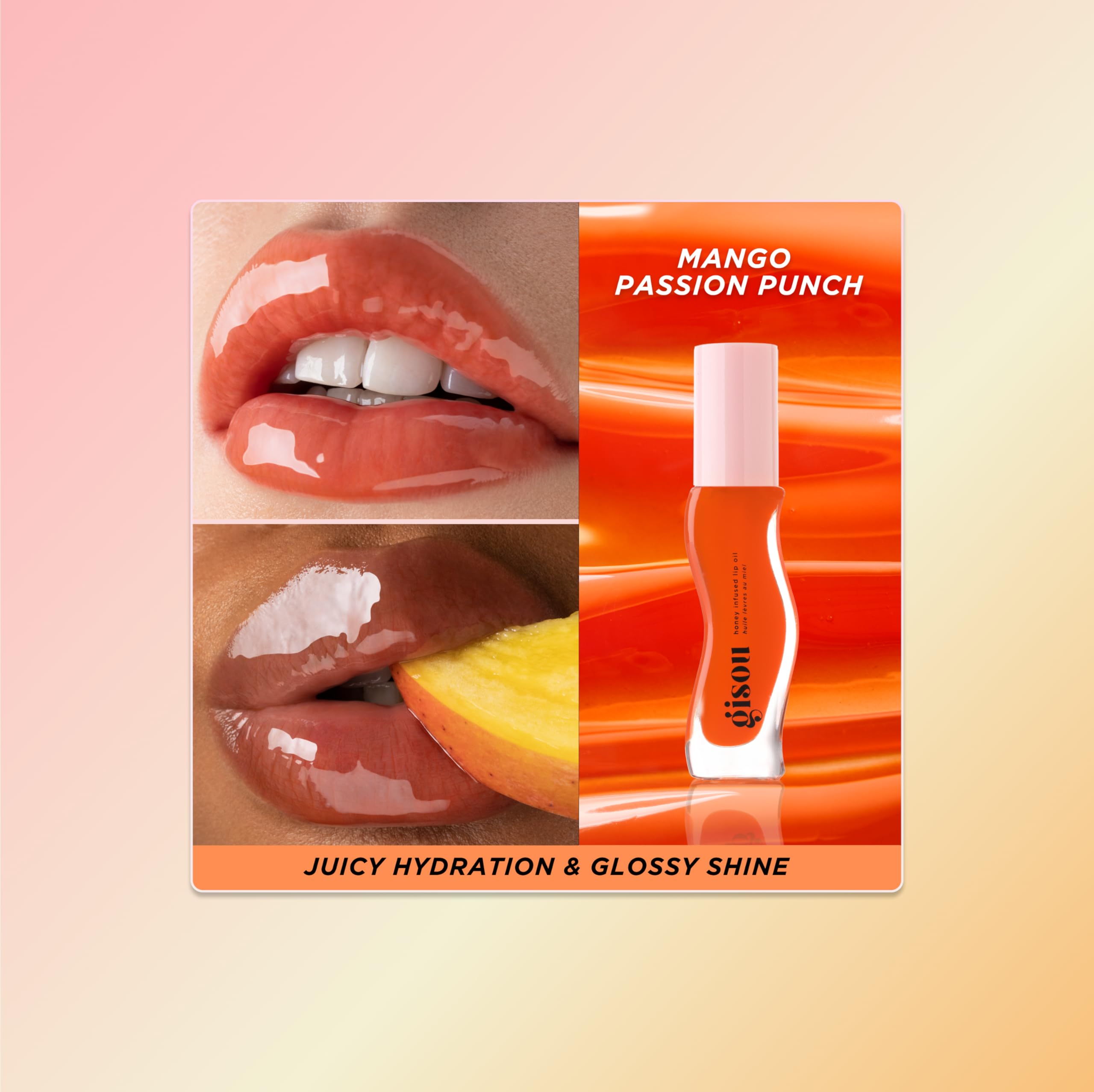 Gisou Honey Infused Lip Oil – Mango Passion Punch | Hydrating Lip Moisturizer (8ml)