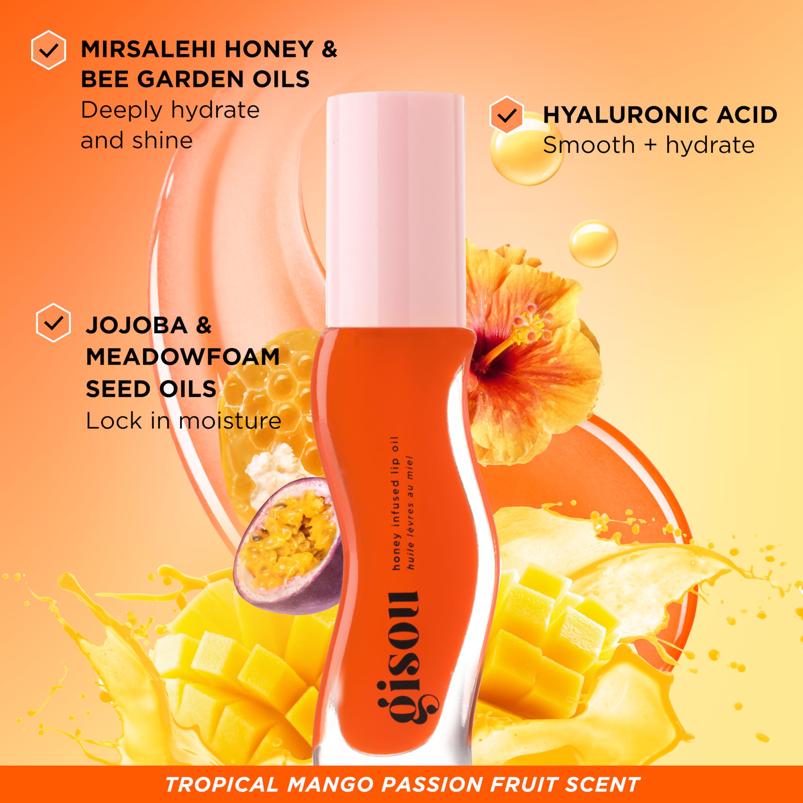 Gisou Honey Infused Lip Oil – Mango Passion Punch | Hydrating Lip Moisturizer (8ml)