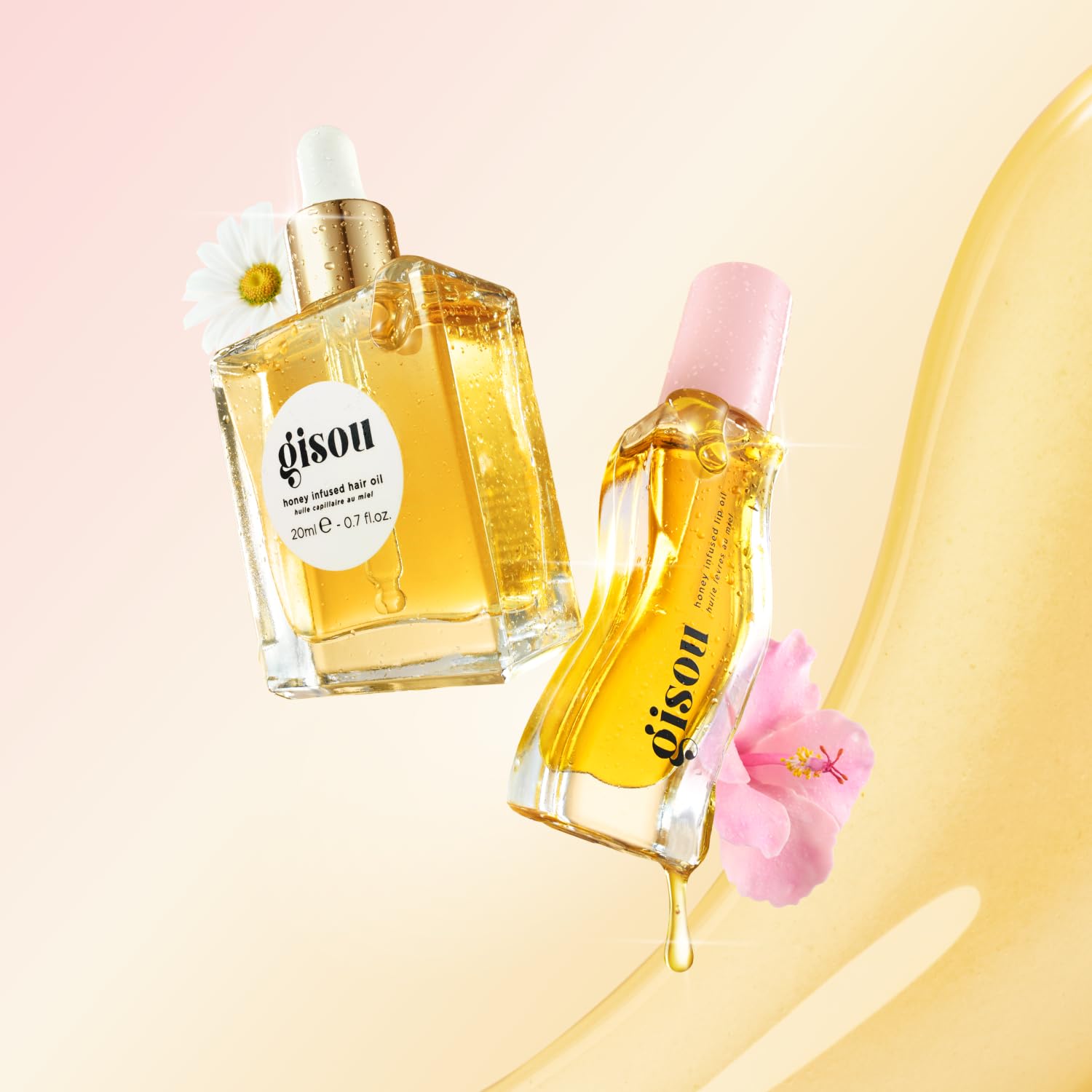 Gisou Honey Gloss Duo Travel Set: Mini Lip Oil & Hair Oil
