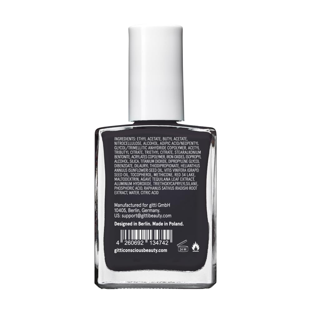 Gitti Plant-Based Nail Polish – Midnight Grey No. 184 (0.5 fl oz) | 30-Free, Cruelty-Free