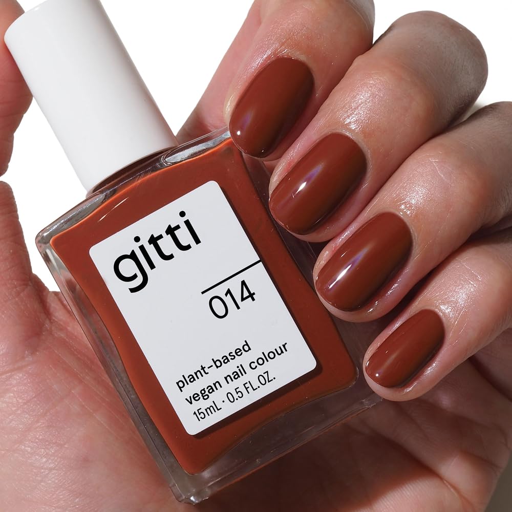 gitti Plant-based Nail Polish No. 014 Rustic Ember – 30-Free, Vegan, Cruelty-Free, Glossy Color (0.5 fl oz)