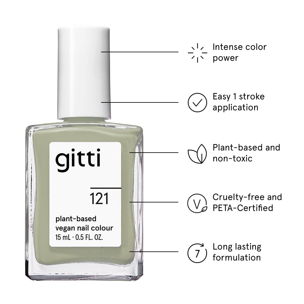 gitti Plant-based Nail Polish Sage Green – 30-Free, Cruelty-Free, 0.5 fl oz