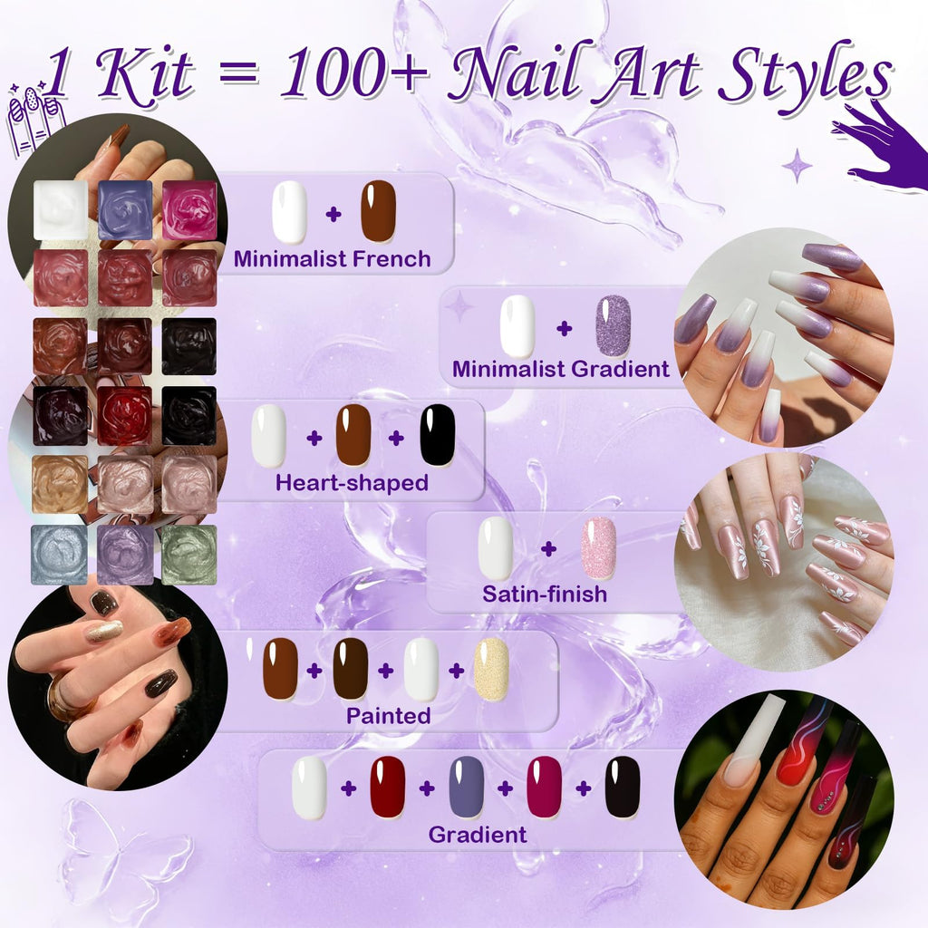 GJYUQHUA 18-Color Patting Gel Polish & Tools Kit for Ombre Nails | Gradient Blooming DIY Manicure