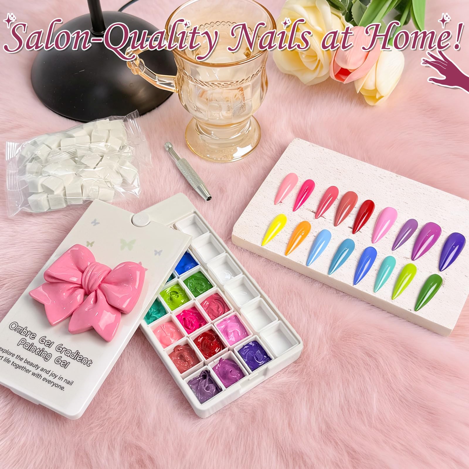 GJYUQHUA 18-Color Patting Gel Polish Kit – Ombre Nail Palette, Sponges & Tools (UV/LED Cured)